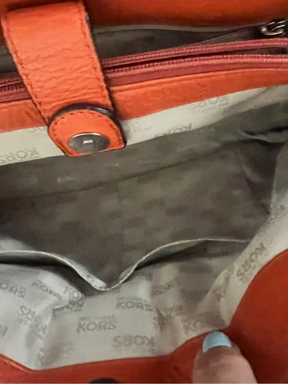 Michael Kors Hamilton East West Large Orange Pebbled Leather Satchel